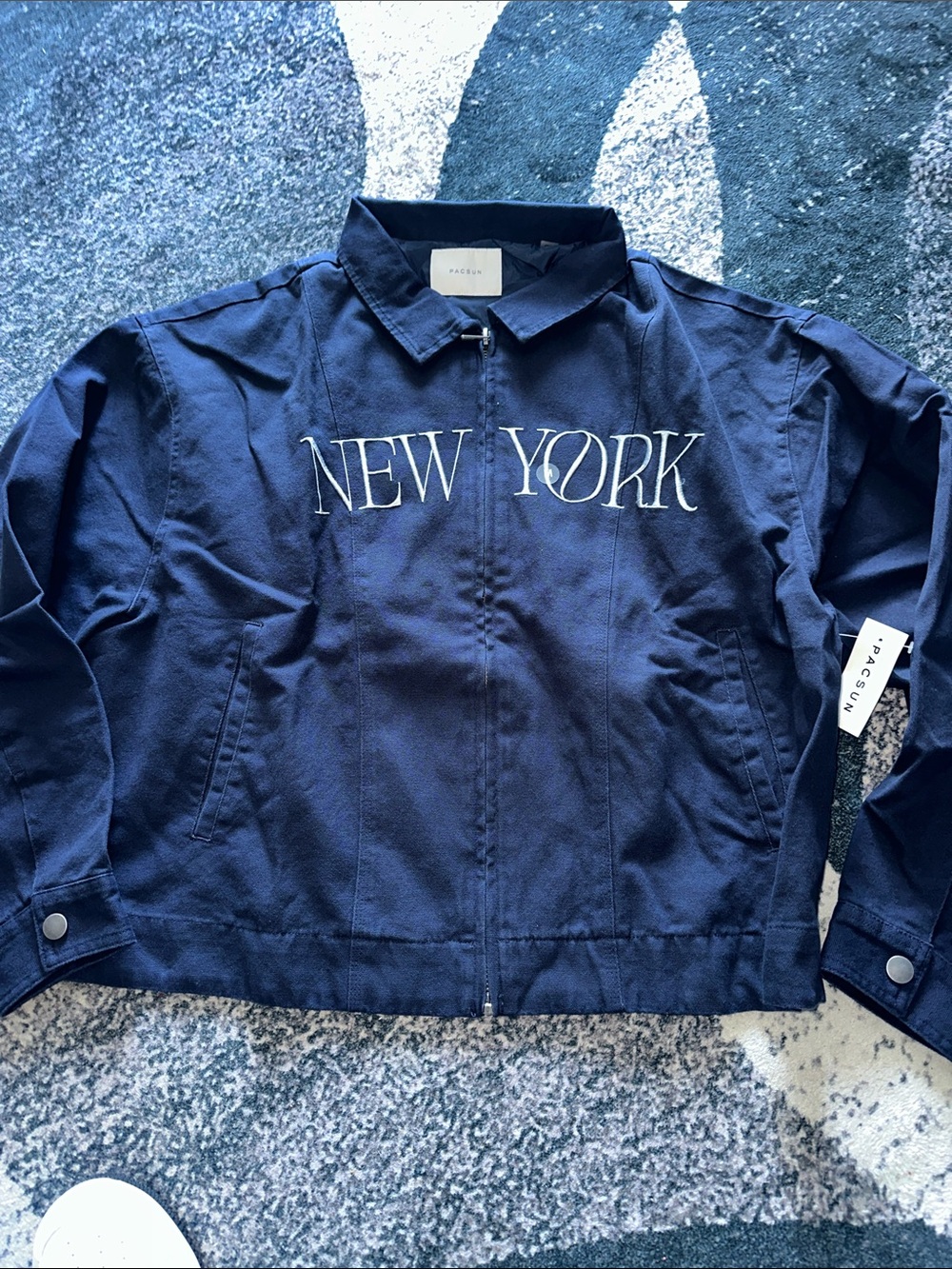 PacSun Navy 'New York' Zip-Front Jean Jacket